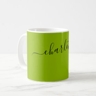 Elegant Apple Green Colour Modern Name Personalise Coffee Mug