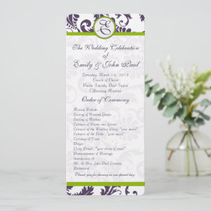 Elegant Apple Green Trim Lapis Purple Damask Program