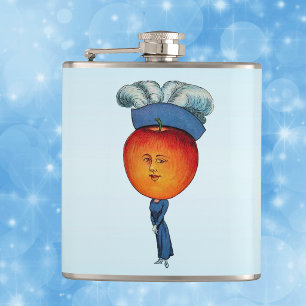 Elegant Apple Head Lady Feather Hat Hip Flask