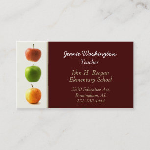 Elegant Apples Teacher's Business Card