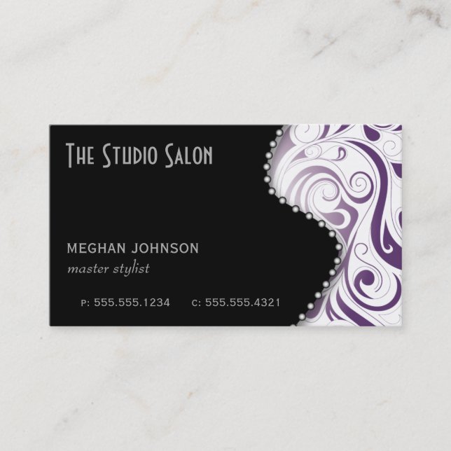 Elegant Appointment Business Card Purple (Front)