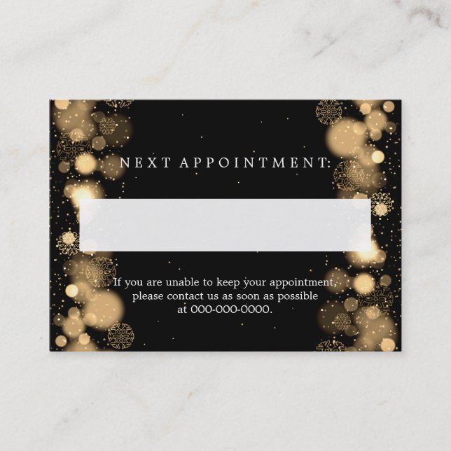 Elegant Appointment Card Gold Winter Lights (Front)