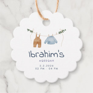 Elegant Aqiqah Favor Tags Baby Boy Thank You Gift