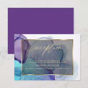 Elegant Aqua and Deep Purple Reception Invitation