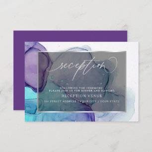 Elegant Aqua and Deep Purple Reception  Invitation