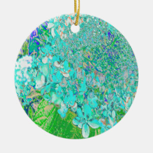Elegant Aqua and Green Limelight Hydrangea Detail Ceramic Ornament