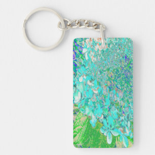 Elegant Aqua and Green Limelight Hydrangea Detail Key Ring