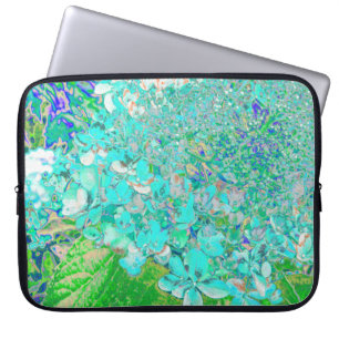 Elegant Aqua and Green Limelight Hydrangea Detail Laptop Sleeve