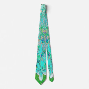 Elegant Aqua and Green Limelight Hydrangea Detail Tie