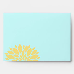 Elegant Aqua and Light Yellow Floral Burst Envelopes