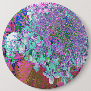 Elegant Aqua and Purple Limelight Hydrangea Detail 6 Cm Round Badge