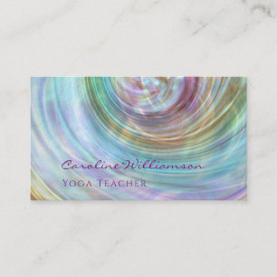 Elegant Aqua Blue Green Purple Shell Yoga Teacher Business Card