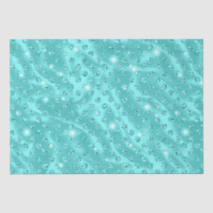 Elegant Aqua Blue Polka Dot Metallic Glitter Tissue Paper