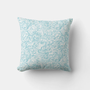 Elegant Aqua Blue Swirl Ornamental Pattern Cushion