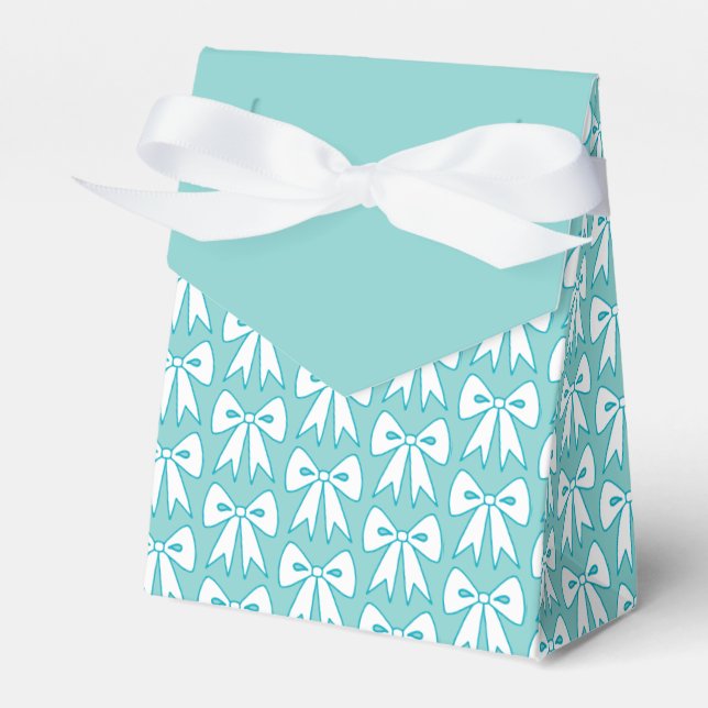 Elegant Aqua Bow Favour Boxes (Front Side)