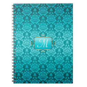 Elegant Aqua Damask Notebook