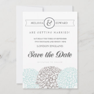 Elegant Aqua Floral Save the Date Digital Invite