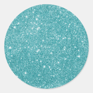 Elegant Aqua Glitter Classic Round Sticker