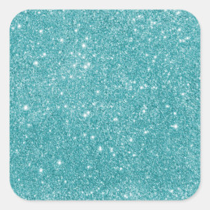 Elegant Aqua Glitter Square Sticker