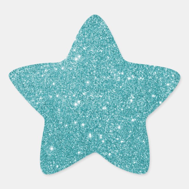 Elegant Aqua Glitter Star Sticker (Front)