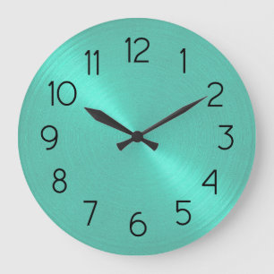 Elegant Aqua Green Sheen Large Clock