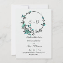  "Elegant Aqua & Green-Themed Wedding Invitation"