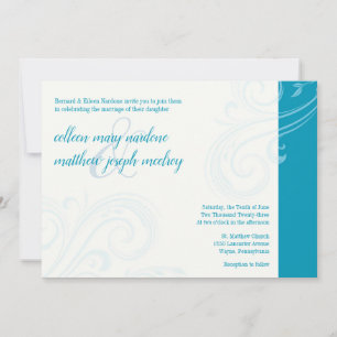 Elegant Aqua Invite, Caroline Wedding Invitation