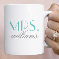 Elegant Aqua Mrs Wedding Monogram