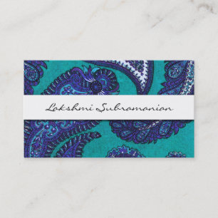 Elegant Aqua Paisley Professional Business Cards