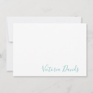 Elegant Aqua Personalised Signature Script Card