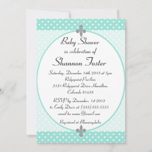 Elegant Aqua Polka Dots Baby Shower Invitation