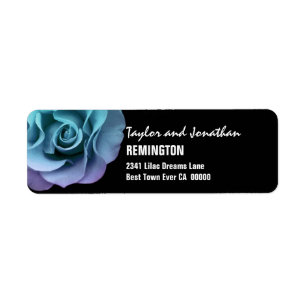 Elegant Aqua Purple Wedding Rose Modern Script V11 Return Address Label