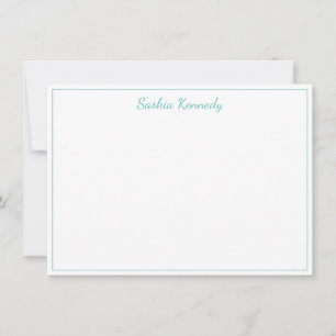 Elegant Aqua Script Border Personalised Card