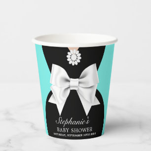 Elegant Aqua Teal Fancy Glam Tiffany Baby Shower Paper Cups