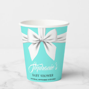 Elegant Aqua Teal Fancy Tiffany Baby Shower Paper Cups