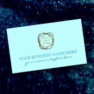 Elegant Aqua Turquoise Add Business Logo Custom Rectangular Sticker