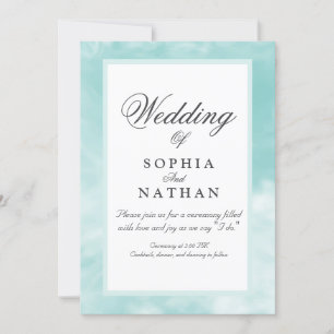Elegant Aqua Watercolor Wedding Invitation
