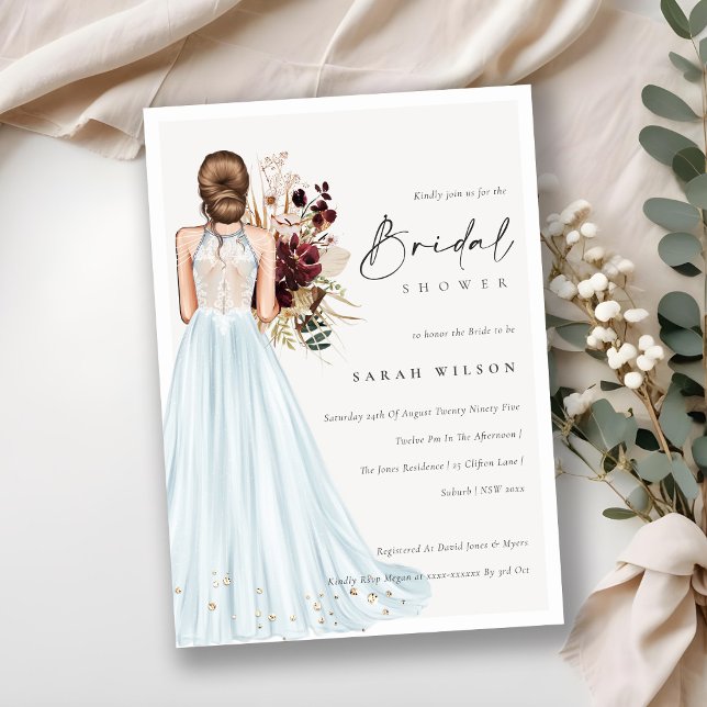 Elegant Aqua Wedding Gown Bridal Shower Invite (Creator Uploaded)