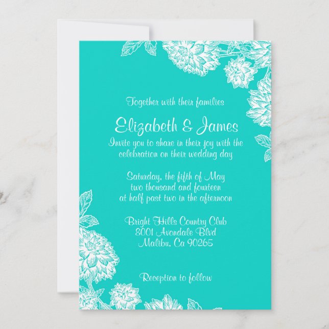 Elegant Aqua Wedding Invitations (Front)