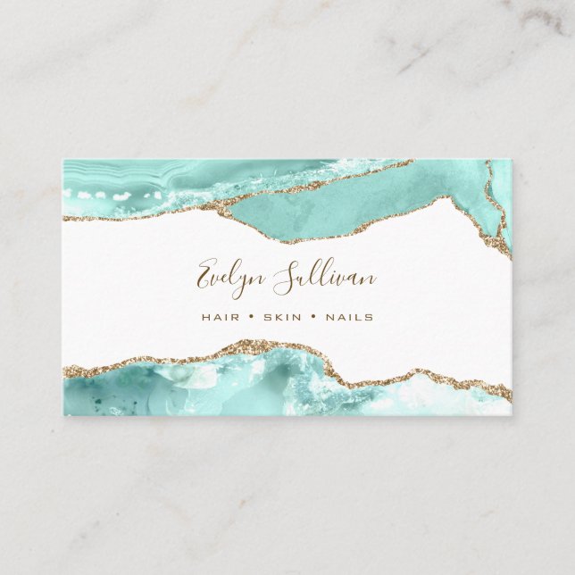 Elegant Aquamarine Agate Business Card (Front)