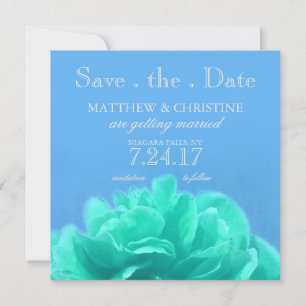 Elegant Aquamarine Blue Floral Save The Date Invitation