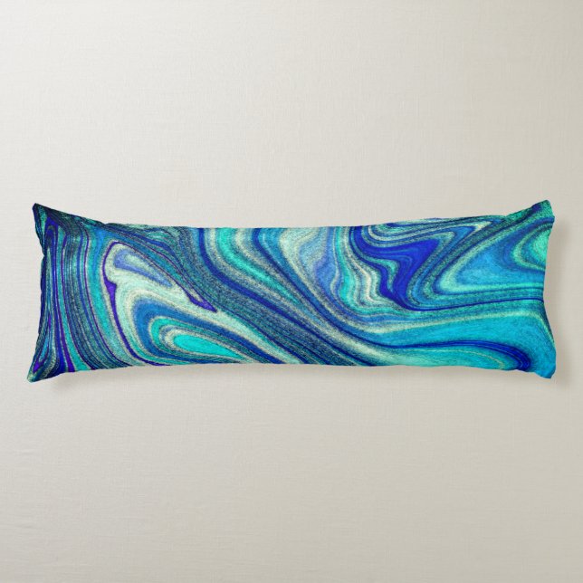 Elegant Aquamarine Paua Rainbow Shell Inspired Body Cushion (Front)