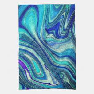 Elegant Aquamarine Paua Rainbow Shell Inspired Tea Towel