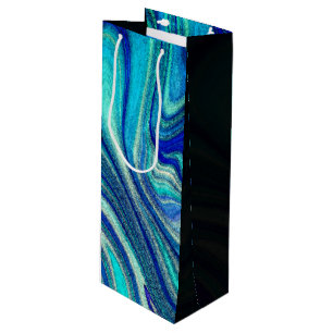 Elegant Aquamarine Paua Rainbow Shell Inspired Wine Gift Bag