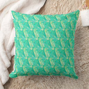 Elegant Aquamarine Watercolor Floral Petal Cushion