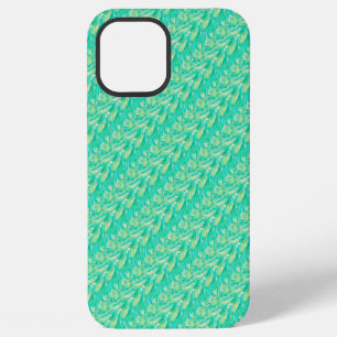 Elegant Aquamarine Watercolor Floral Petal iPhone 12 Pro Max Case