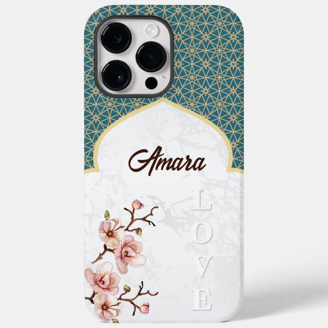 Elegant Arabesque Arch | Deep Teal & Gold  Case-Mate iPhone Case (Back)