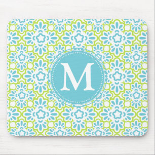 Elegant Arabesque Damask Turquoise Personalised Mouse Pad