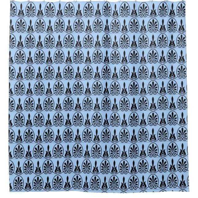 Elegant Arabesque Vector Pattern on Light Blue Shower Curtain (Front)