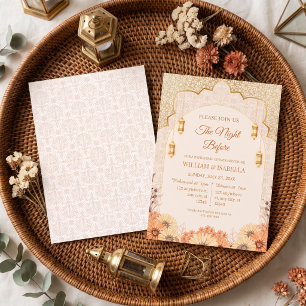 Elegant Arabic Lantern Floral Rehearsal Dinner Invitation